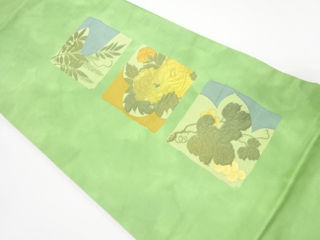 牡丹に葡萄模様織り出し名古屋帯